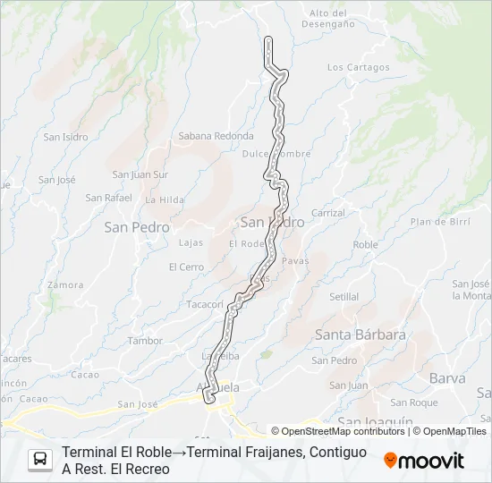 ALAJUELA - JAULARES Bus Line Map