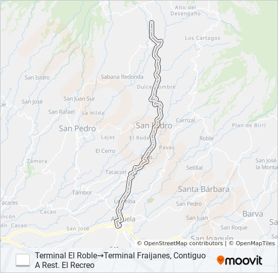 ALAJUELA - JAULARES bus Line Map