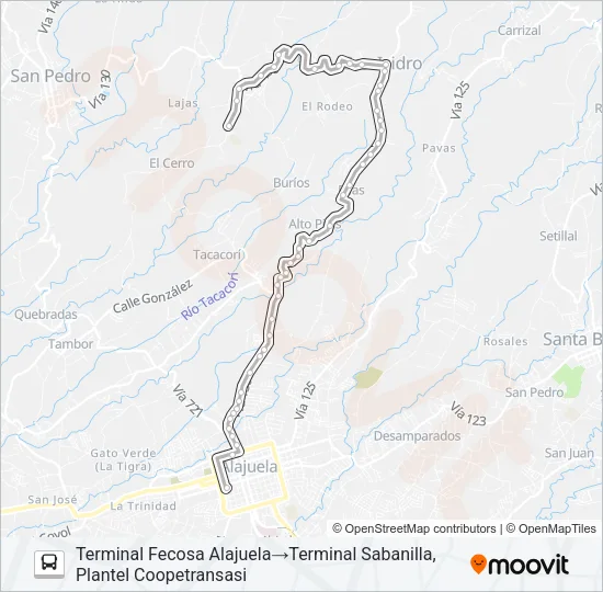 ALAJUELA - SABANILLA Bus Line Map