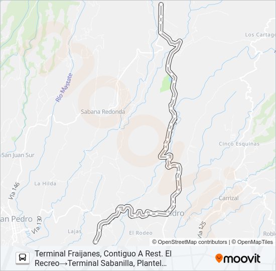 Mapa de ALAJUELA - SABANILLA de autobús