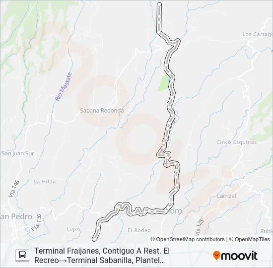 ALAJUELA - SABANILLA Bus Line Map