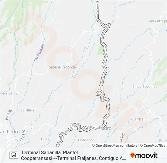 ALAJUELA - SABANILLA Bus Line Map