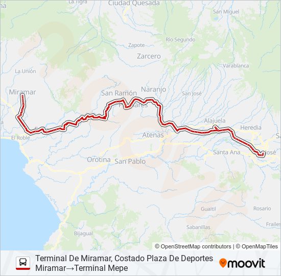 SAN JOSÉ - MIRAMAR bus Line Map