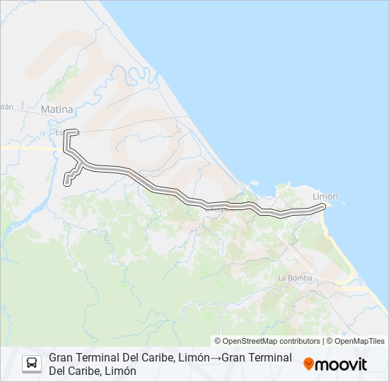 Mapa de LIMÓN - ESTRADA de autobús