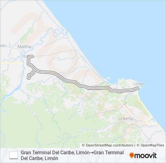 Mapa de LIMÓN - ESTRADA de autobús