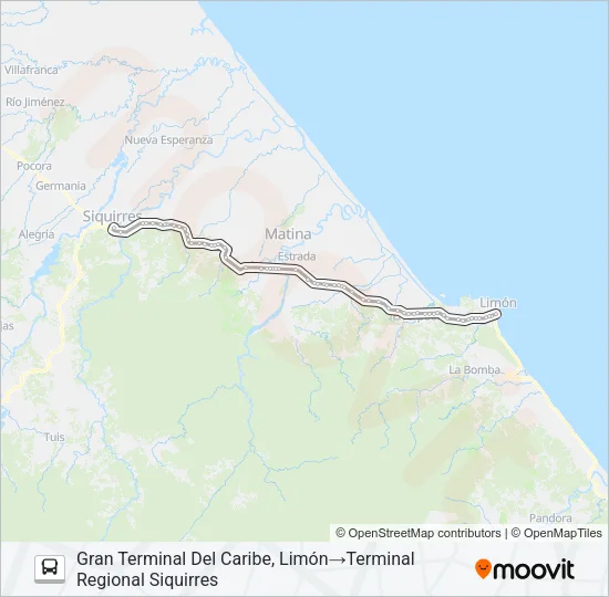 LIMÓN - SIQUIRRES Bus Line Map