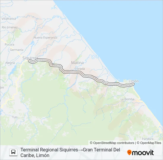 LIMÓN - SIQUIRRES Bus Line Map