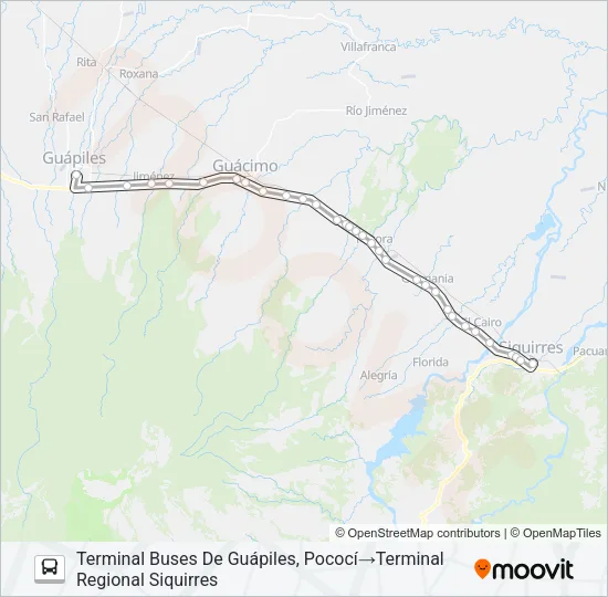 GUÁPILES - SIQUIRRES Bus Line Map