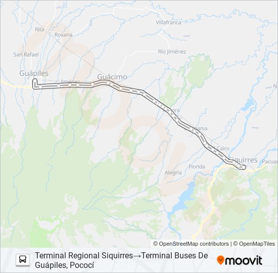 Mapa de GUÁPILES - SIQUIRRES de autobús