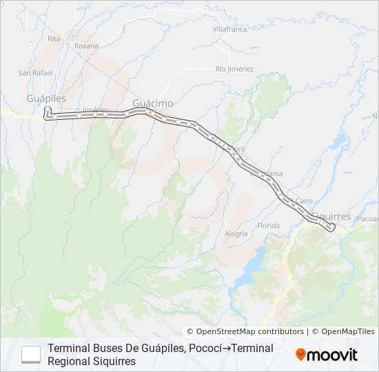 Mapa de GUÁPILES - SIQUIRRES de autobús