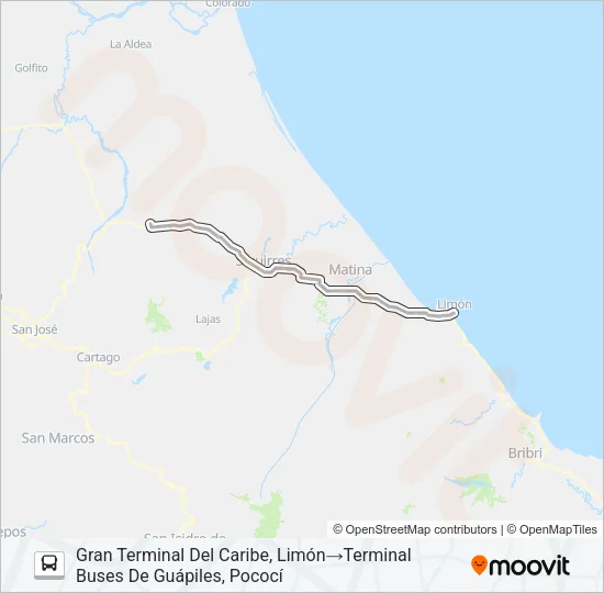 LIMÓN - GUÁPILES RÁPIDO Bus Line Map