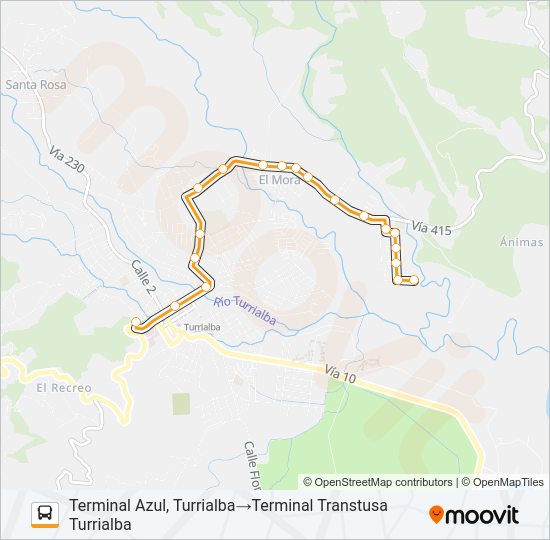 Mapa de TURRIALBA - AZUL de autobús