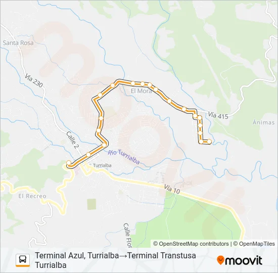 TURRIALBA - AZUL Bus Line Map