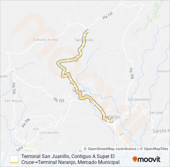 Mapa de NARANJO - SAN JUANILLO de autobús