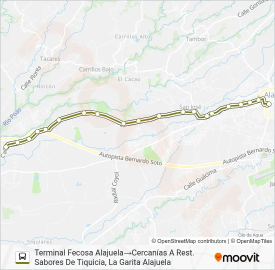 ALAJUELA - DULCE NOMBRE Bus Line Map