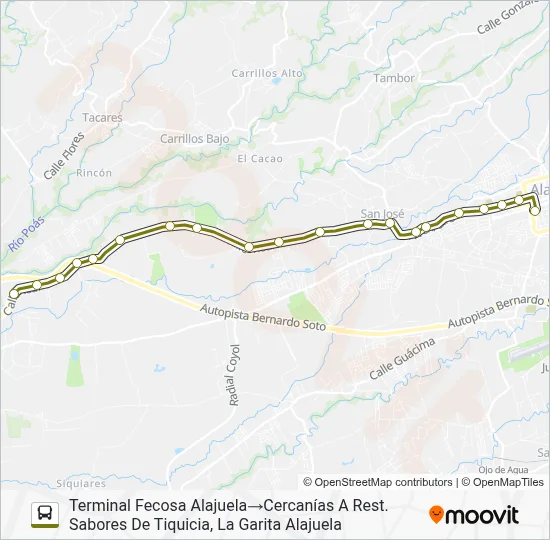 ALAJUELA - DULCE NOMBRE Bus Line Map