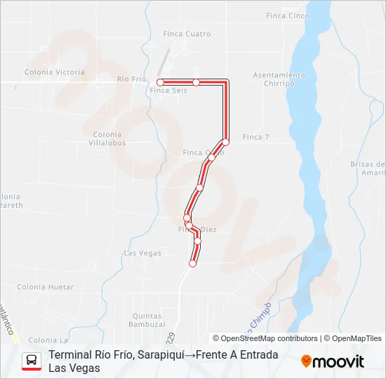 RÍO FRÍO - FINCA DIEZ - LAS VEGAS Bus Line Map