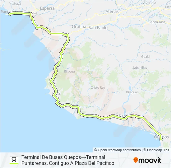 PUNTARENAS - QUEPOS Bus Line Map