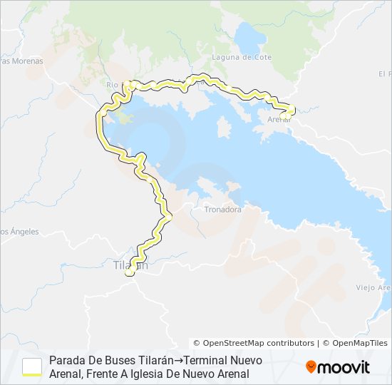 Mapa de TILARÁN - NUEVO ARENAL de autobús