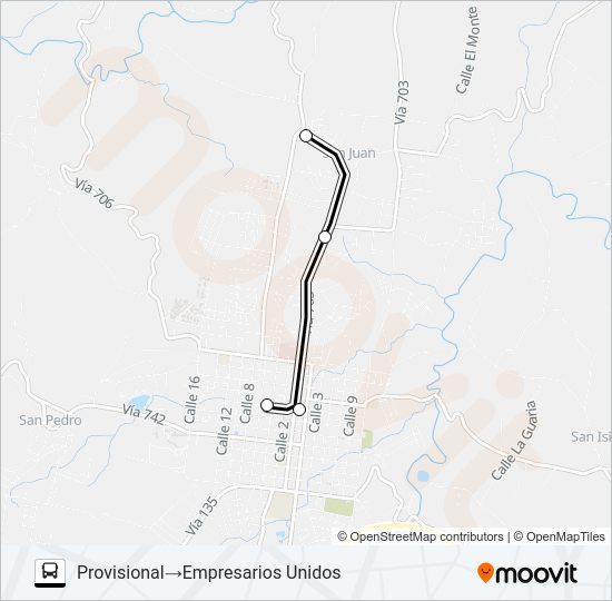 SAN RAMON - CALLE ANGELES - SAN JUAN Bus Line Map