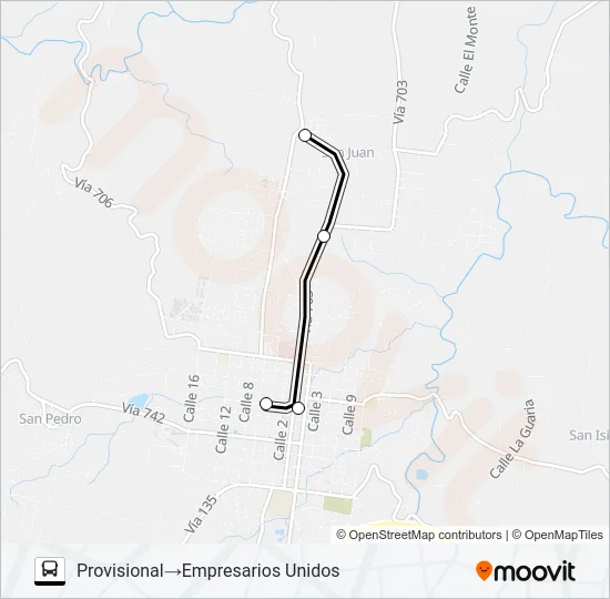 SAN RAMON - CALLE ANGELES - SAN JUAN Bus Line Map
