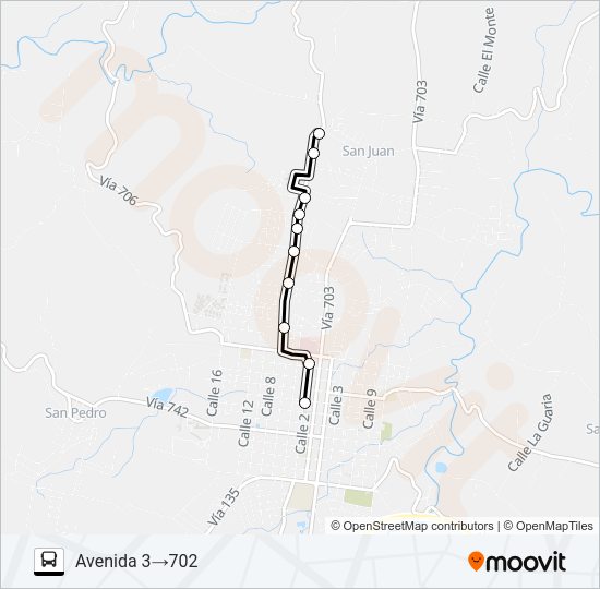 SAN RAMON - CALLE ANGELES - SAN JUAN Bus Line Map
