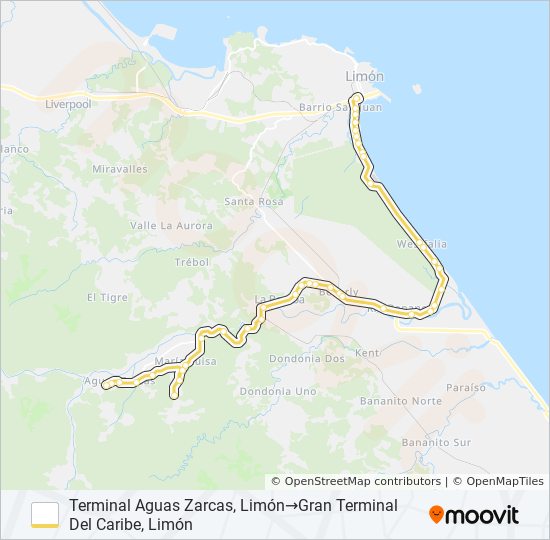 LIMON - AGUAS ZARCAS bus Line Map