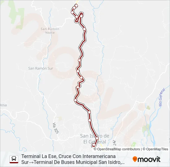 SAN ISIDRO DE PÉREZ ZELEDÓN - LA ESE Bus Line Map