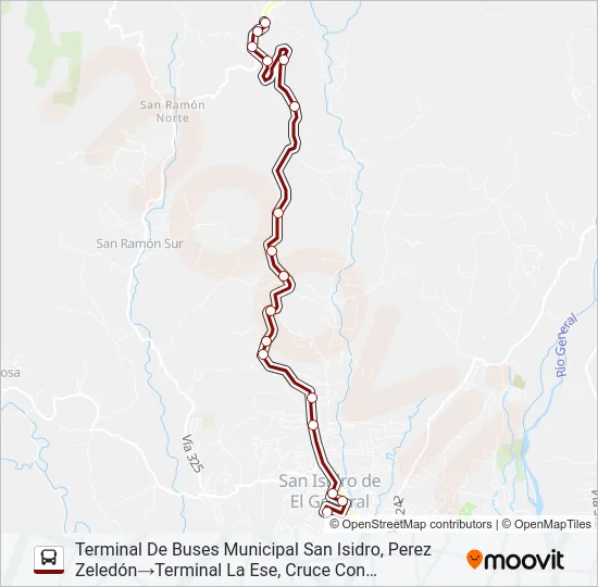 SAN ISIDRO DE PÉREZ ZELEDÓN - LA ESE Bus Line Map