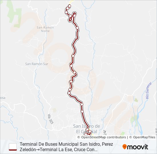 SAN ISIDRO DE PÉREZ ZELEDÓN - LA ESE bus Line Map