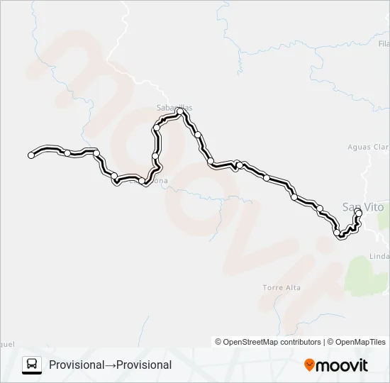 SAN VITO -  SABANILLA Bus Line Map