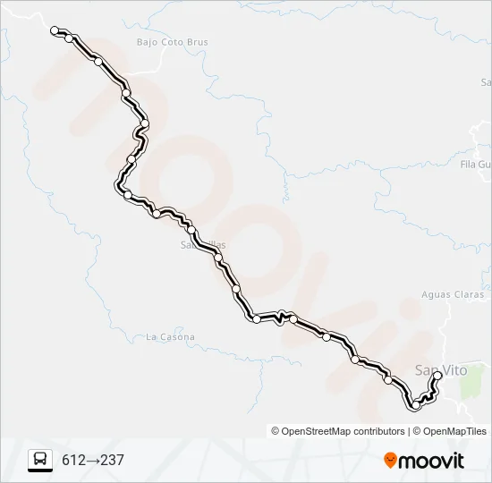 SAN VITO - LAS TABLAS O GUACIMO Bus Line Map