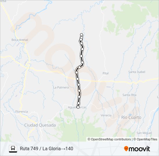 Mapa de AGUAS ZARCAS – LA GLORIA de autobús