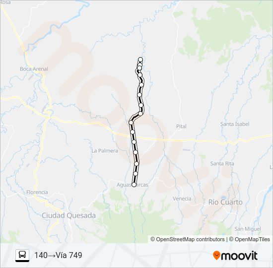 Mapa de AGUAS ZARCAS – LA GLORIA de autobús