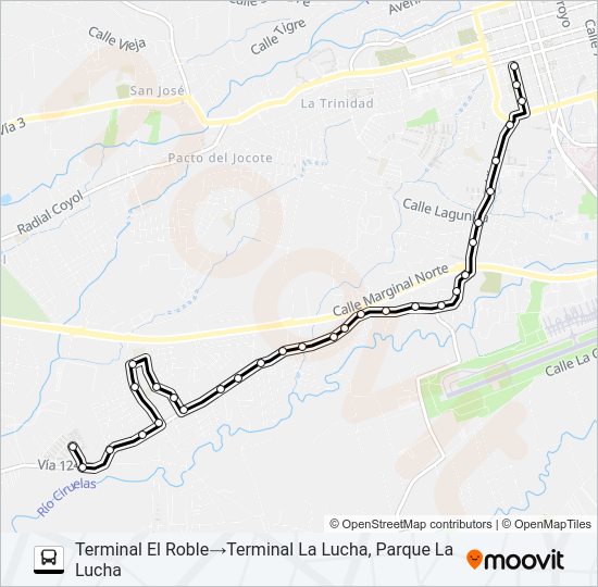 Mapa de ALAJUELA - EL ROBLE de autobús