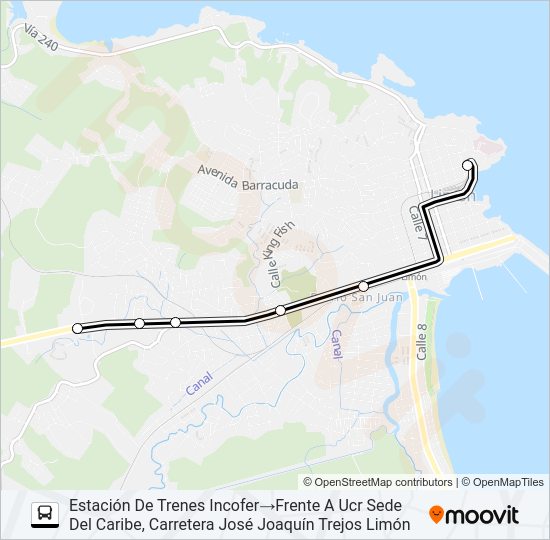 Mapa de LIMON - HOSPITAL - UNIVERSIDAD de autobús