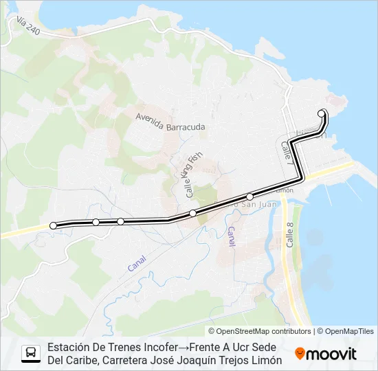 LIMON - HOSPITAL - UNIVERSIDAD Bus Line Map