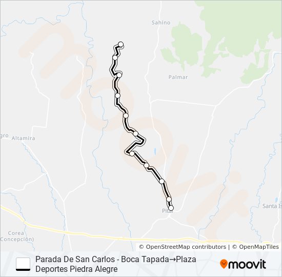 Mapa de EXT PITAL - PIEDRA ALEGRE de autobús