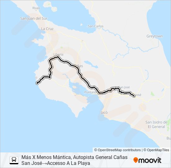 SAN JOSE - PLAYA JUNQUILLAL bus Line Map