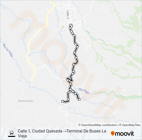 Mapa de CIUDAD QUESADA - LA VIEJA de autobús