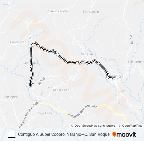 NARANJO - SAN ROQUE bus Line Map