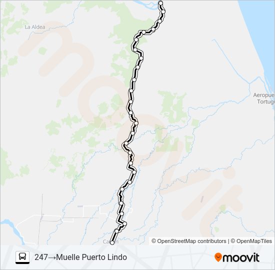Mapa de CARIARI - PUERTO LINDO de autobús