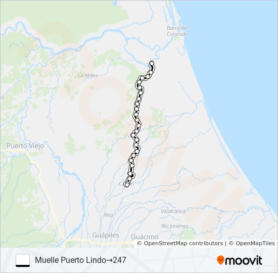 Mapa de CARIARI - PUERTO LINDO de autobús