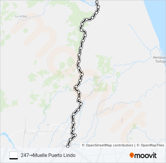 Mapa de CARIARI - PUERTO LINDO de autobús