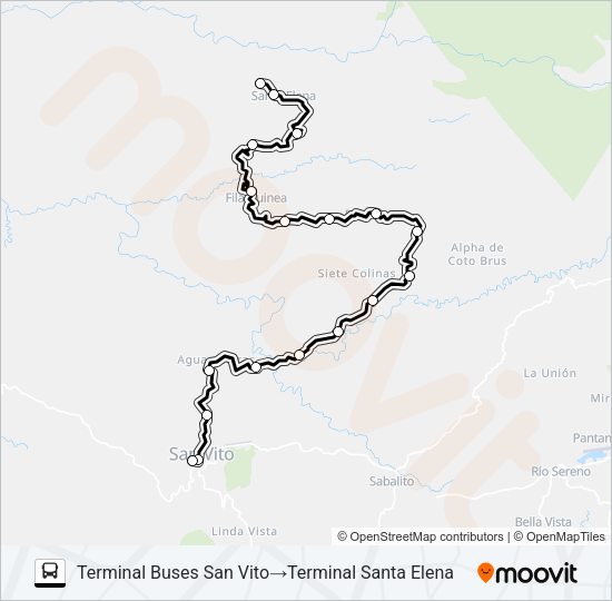 Mapa de SAN VITO - SANTA ELENA de autobús