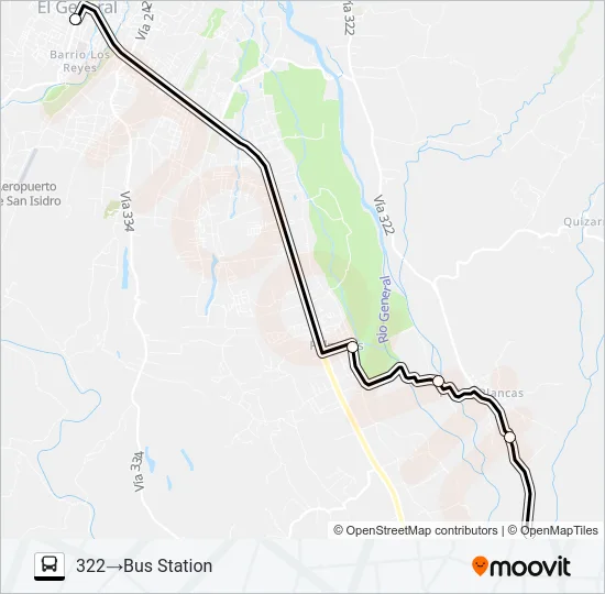 SAN ISIDRO - PEÑAS BLANCAS Bus Line Map