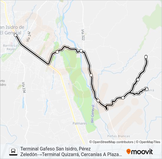 Mapa de SAN ISIDRO - HERMOZA - QUIZARRA de autobús