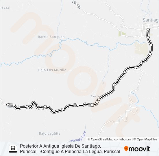 Mapa de PURISCAL - LA LEGUA - CERVATANA de autobús