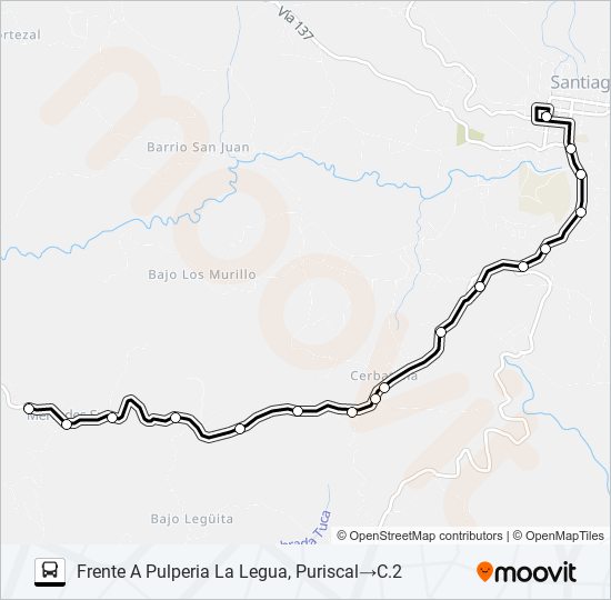 PURISCAL - LA LEGUA - CERVATANA bus Line Map