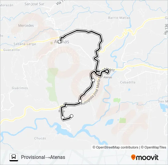 ATENAS - BALSA Bus Line Map